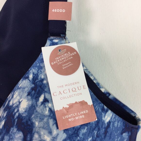 Cacique Lightly Lined No Wire Tye Dye Molded Adjustable Bra Blue Size 46DDD - Picture 4 of 12